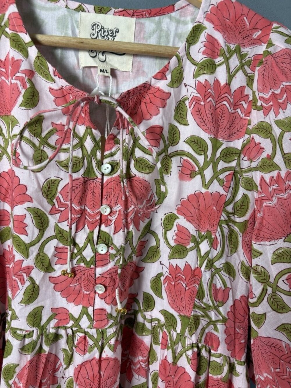 NWT RIVER GODDESS Womens M/L Neera Maxi Dress in Lotus Floral Print - Picture 3 of 9